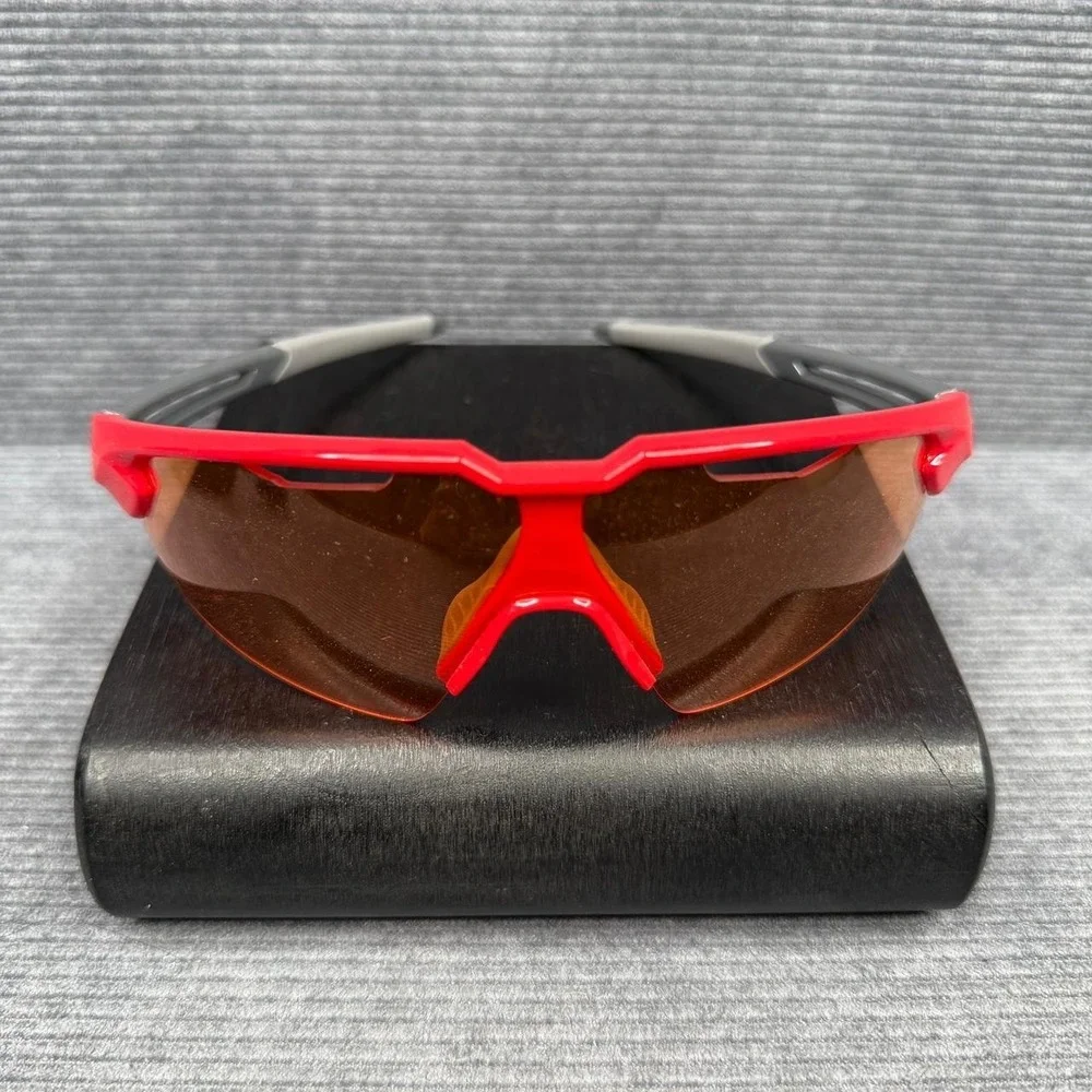 Crivit SP-1482 Cycling Sport Sunglasses Red Grey with Interchangeable Lenses Cas